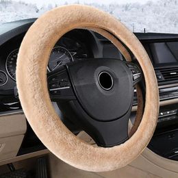 Steering Wheel Covers Pure Color Cover Universal Fit Soft Plush Car For Fall Winter Anti-slip