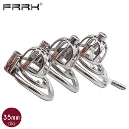 FRRK Male Chastity Cage with AntiOff Ring for Man Comfortable Bondage Devices Urethral Plug Catheter Cock Lock BDSM Sex Toys 240102