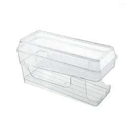 Kitchen Storage Refrigerator Beer Box Transparent Double-layer Rolling Beverage Can Dispenser