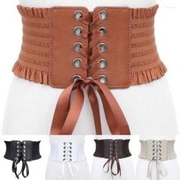 Belts Women Ladies Fashion Stretch Belt Tassels Elastic Buckle Wide Dress Corset Waistband High Waist