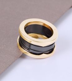 Black White Ceramics Spring Rings for Women Men Girls Ladies Midi Rings Logo Classic Designer Wedding Bands Brand Jewelry9561004