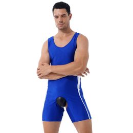 Jackets Sexy Mens Lingerie Open Crotchless Bodycon Bodysuit Male Body Shaper Onepiece Open Butt Jumpsuit Wrestling Singlet Nightwear