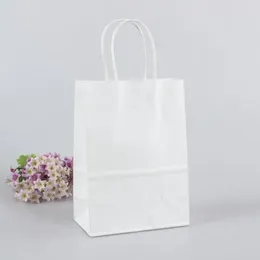 Gift Wrap 10PCS/lot Simple White Colour Paper Bag Festival With Handles Fashionable Cloth Bags Excellent Quality 27 21 11cm