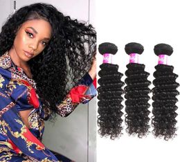 9A Indian Virgin Human Hair Extensions 3 Bundles Deep Wave Curly Natural Colour 828inch Double Hair Wefts Curly Ruyibeauty2086878