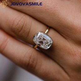 Rings Jovovasmile Vvs Moissanite Rings for Women 3.5 Carat 11x7.5mm Old Mine Cushion Cut Centre Real Gold Solitaire Band Jewellery