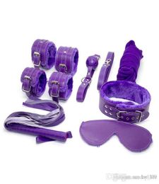 2017 new bondages 7pcsset bondage kit set fetish bdsm roleplay handcuffs whip rope blindfold ball gag blackredpinkpurple slave2852847