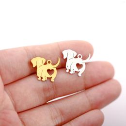 Charms 5Pcs/Lot Cute Animal Love Shape Pet Dog Pendant King Charles Spaniel Metal Stainless Steel DIY Jewelry Making Accessaries