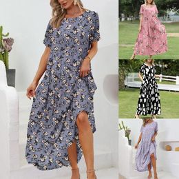 Casual Dresses Ladies Summer Beach Midi Dress Comfortable Pleated Loose Flower Cocktail Plus Size