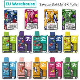 EU Stock Savage 15000 puff jnr E Cigarette Vape Pen 28ml E-liquid Pods 10 Flavours Child Lock Led Display 650mAh Rechargeable Battery Mesh Coil vs randm 9000 7000 7K 12k