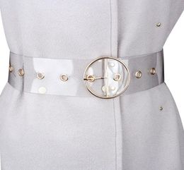 Belts Wide PVC Clear Transparent Belt Women Fashion Rivet Eyelet Metal Buckle Pin Strap Dress Coat Corset Waistband Clothes Access3002427
