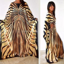 Ethnic Clothing African Dress For Women 2024 Fashion Zebra Stripe Print Plus Size Free Maxi Long Robe Africaine Vetsido