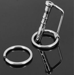 Male 304 Stainless Steel Bondage Catheter Tube With Cock Ring Urethral Sounding Stretching Stimulate Penis Plug Adult BDSM Sex Toy1353450