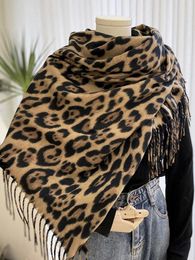 Scarves Fashion Leopard Print Vintage Scarf Headscarf Winter Women Ladies Warm Tassel Scarve Pashmina Mujer Femme Foulard Wrap Shawl