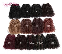 short 12inch weaves hair bundle 4pcs weft hair 2pcs clip in 1pcs closure 1pcs fringe one head synthetic braiding crochet hair exte9526276