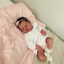 NPK 19inch Reborn Baby Size Already Finished born Doll Laura 3D Skin With Hand Root Hair 231229
