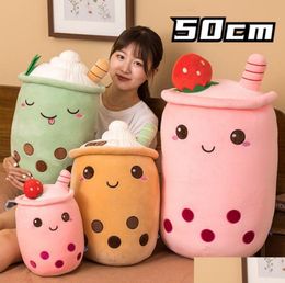 Plush Dolls 1Pc Boba Plushies Bule Tea Toys Kawaii Cup Shaped Pillow Real Life Food Stuffed Soft Back Cushion Kid Birthday Gift Dr Dhxcu3956370