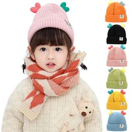 Berets Cute Heart-shaped Children Autumn Winter Warm Ear Protection Hat Infant Knitted Hats Boys Girls Head Corner Beanie Cap