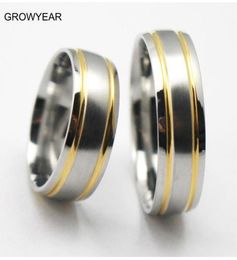 Wedding Rings Size 14 11 9 Lovers His And Her Sets For Women Men Golden Silvery Two Tone Ring Pair3428013