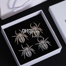 Classic Spider Style Earrings Luxury Rhinestone Studs Fashionable Jewellery Retro 18K Gold Plated Earrings With Gift Box