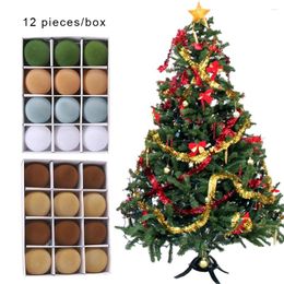 Christmas Decorations 12Pcs Velvet Balls Plastic 6cm Tree 2024 Holiday Hanging Ornaments Party Home Xmas Decor