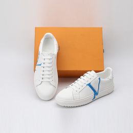 2024 New Designer Flat Sneaker Trainer Casual Shoes Leather White Pink Blue Letter Fashion Platform Mens Womens Low Trainers Sneakers Size 36-44