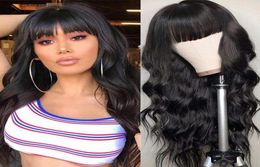 Long Black Loose Wavy Synthetic No Lace Wigs Full Neat Bangs Heat Resistant Wig Hair Replacement Natural Looking Wig for Women Dai7164347