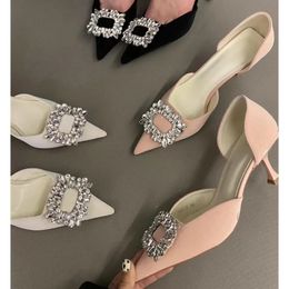 Summer Women's Shoes Heels Rose Pink Wedding Shoes Sequined Exposed Documentary Shoes High Heel Shoes Classic Pumps 240102