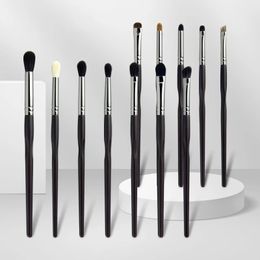 12pcs/set Black Professional Eye Makeup brushes set Eyeshadow make up brush full function Crease detail smudge Nose shadow mosan240102