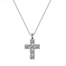 Factory Wholesale Fine Jewellery Cross White gold Plated D VVS1 Moissanite Diamond Chain 925 Silver Necklace For Women Pendant