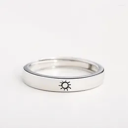 Cluster Rings Silver Color Simple Style The Sun Moon Couples Of His And Her Promise Lovers Anniversary Gift Adjustable