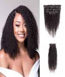 KISSHAIR kinky curly clip in hair extension natural color Brazilian human hair 7pcs weft clip on hair4003895