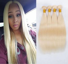 New Arrive Honey Blonde Human Hair Bundles 613 Platinum Blonde Straight Hair Extension Brazilian Unprocessed Virgin Hair Weaves7575977