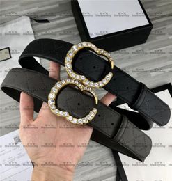 Durable Diamante Buckle Belts Hipster Men and Women Leather Belts with Box Smooth Buckle Dress Up Highgrade Belts1295344