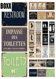 Toilet Sign Plaque Metal Vintage Bathroom Metal Sign Tin Sign Wall Decor for Toilet Bathroom Restroom5538336