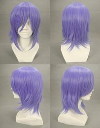 Caps Rosario + Vampire Mizore Shirayuki Cosplay Wig Short Blue Purple Hair Wigs