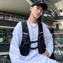 Men's Vests Tactical Techwear Hip Hop Short Cargo Vest Mens Outdoor Casual Sport Multi-pocket Functional Adjustable Buckle Waistcoat