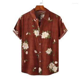 Men's Casual Shirts Hawaiian Shirt Cotton Man T-shirt Tiki Fashion Clothing Blouses Social T-shirts Luxury High Quality