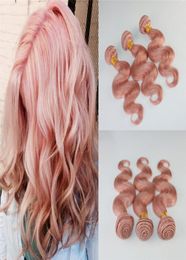 Baby Pink Human Hair Bundles 100 Unprocessed Remy Hair Weave 8A Grade Virgin Hair Extensions Body Wave Double Weft Weaving 100g4921146