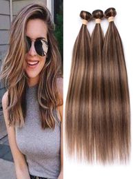 4 Dark Brown Highlight Mix with 27 Honey Blonde Human Hair Weave Bundles 3Pcs Piano Mixed Colour Brazilian Human Hair Weft Extens8259750