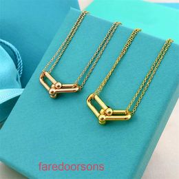 Family T Double Ring Tifannissm Necklace family diamond studded horseshoe necklace collarbone chain versatile personality internet celeb