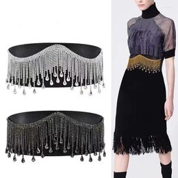 Belts Bling Rhinestone Tassel Women Belt Fashion Crystal Decoration Elasticband All Match For Dress