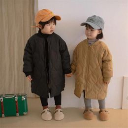 Down Coat 2024 Winter Children Fashion Casual Mid-length Quilted Coats Boys And Girls Thick Warm Long Trench Outerwear