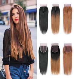 Hair Extensions Natural Black 30 Medium Brown Pure Ombre Lace Closure Brazilian Peruvian Malaysian Straight Colored Human Hair Cl3837328