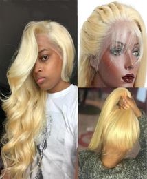 Blonde Human Hair Lace Front Wig Pre Plucked Body Wave Peruvian Hair Glueless 613 Blonde Full Lace Front Wigs For Black Wom5364326