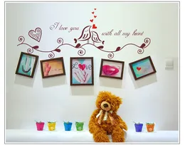 Wall Stickers Fashion Pos Frame Loving Bird Heart Decals PVC Living Room DIY Home Decor GR5