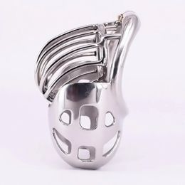 Male Cock Cage with Scrotum Testicle Pouch Stainless Steel Arc Penis Ring Metal Chastity Devices Bondage Restraints Gear Sex Toy 240102