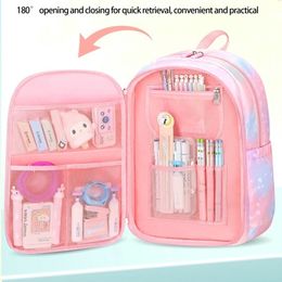 Backpack for Girls Students Kawaii Bags Children Princess Rainbow School Waterproof Supplies 231229
