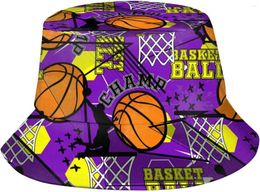 Berets Funny Basketball Bucket Hat Packable Summer Travel Beach Sun Outdoor Cap For Unisex Women Men