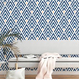 Wallpapers Blue Geometric Lattice Wallpaper Grid Peel And Stick Diamond Pattern Removable Self Adhesive Film Contact Paper