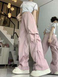 Women's Pants Jmprs Causal Baggy Cargo High Waist Y2K Big Pockets Streetwear Student Trousers Loose Fall Korean Solid Female